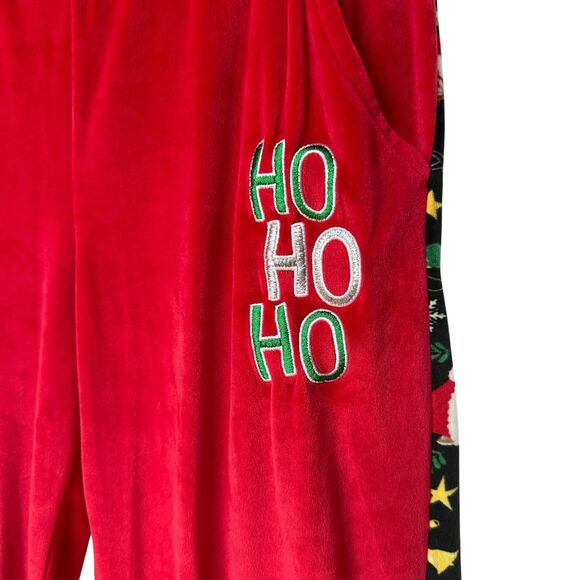 No Boundaries Track Suit Christmas Santa Cat Red Velour Jacket Pants Juniors 11 - Picture 12 of 16
